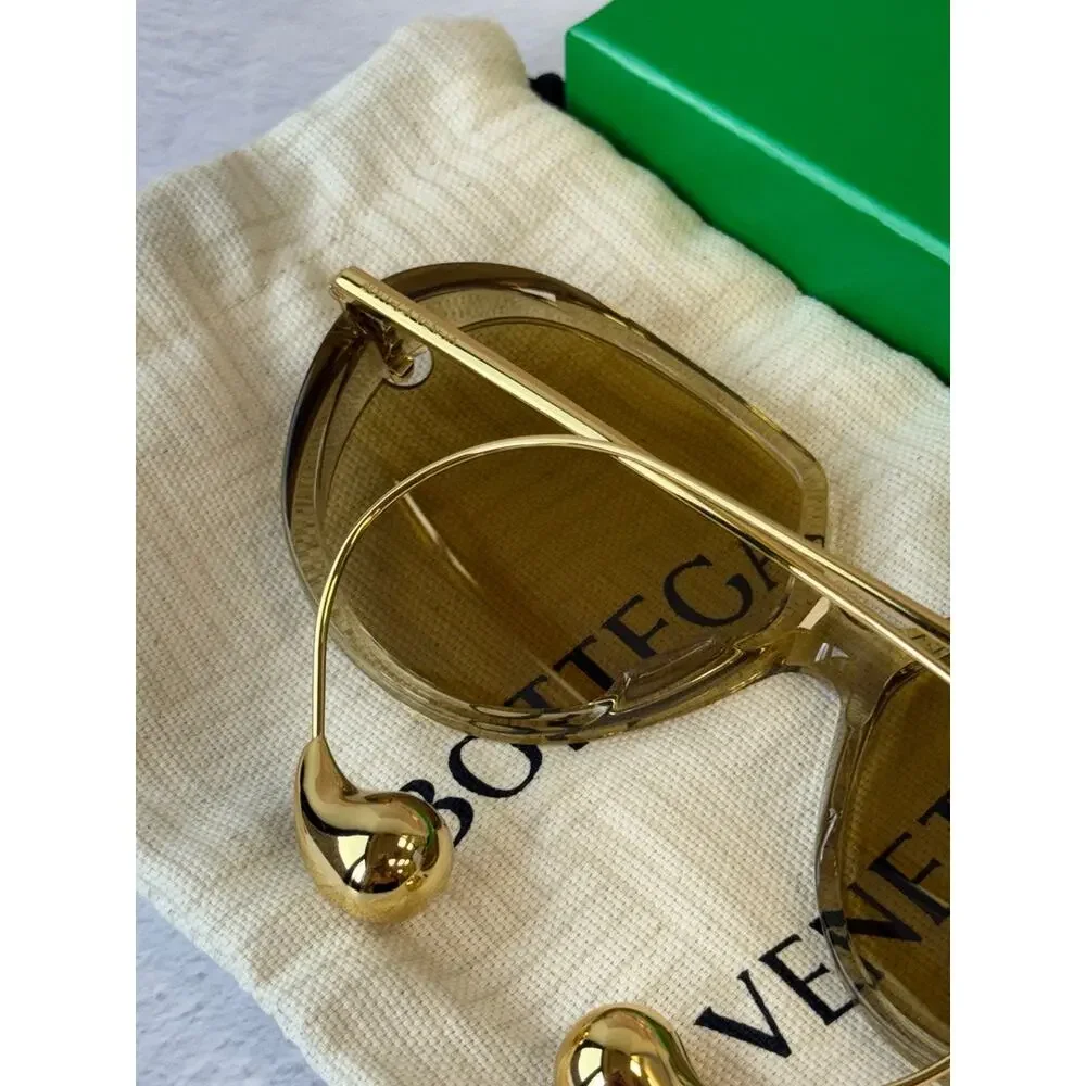 Bottega Veneta BV1436S Drop Earring Sunglasses in Beige $760